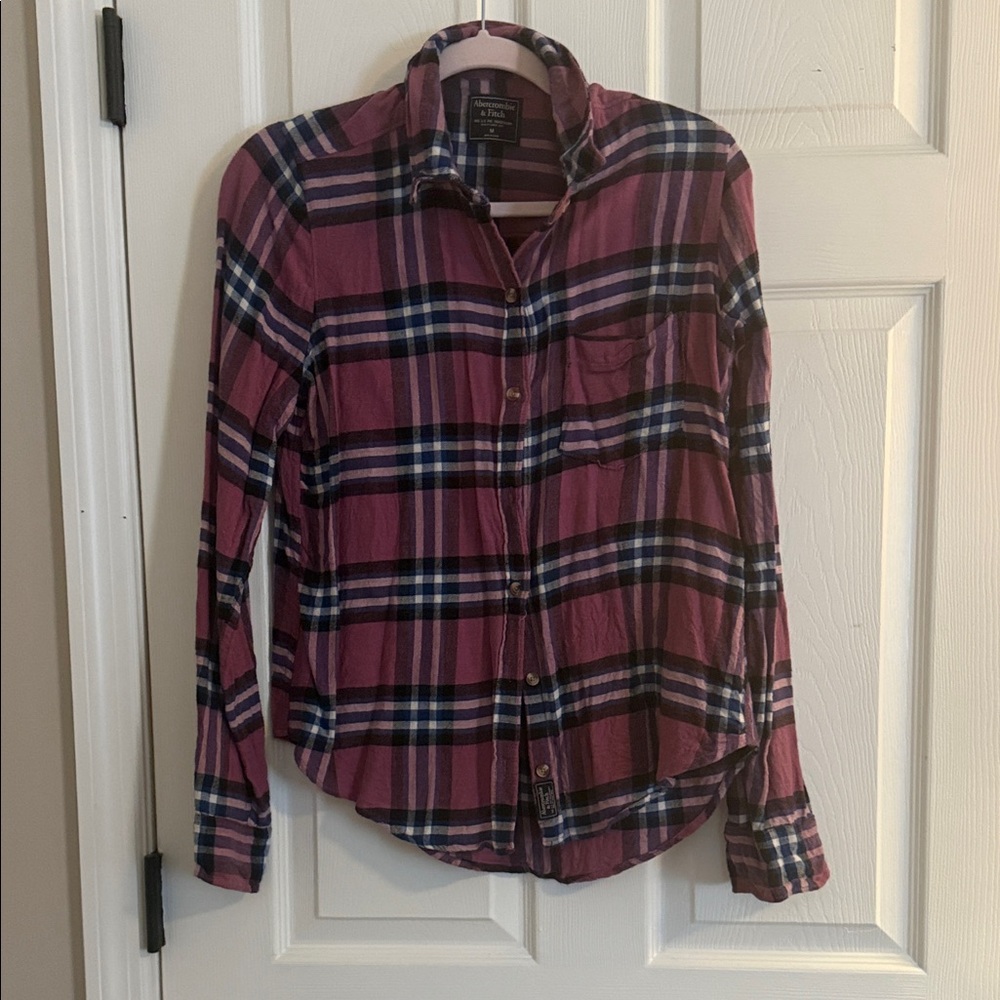 Abercrombie & Fitch Purple and Blue Plaid Shirt